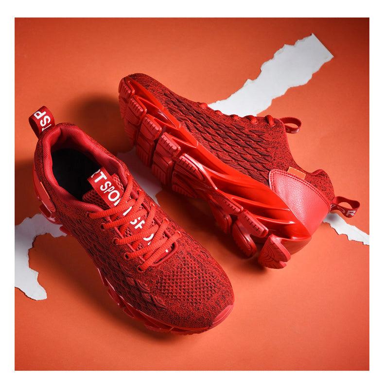 Unisex Breathable Knit Running Sneakers - Black & Orange Sport Shoes
