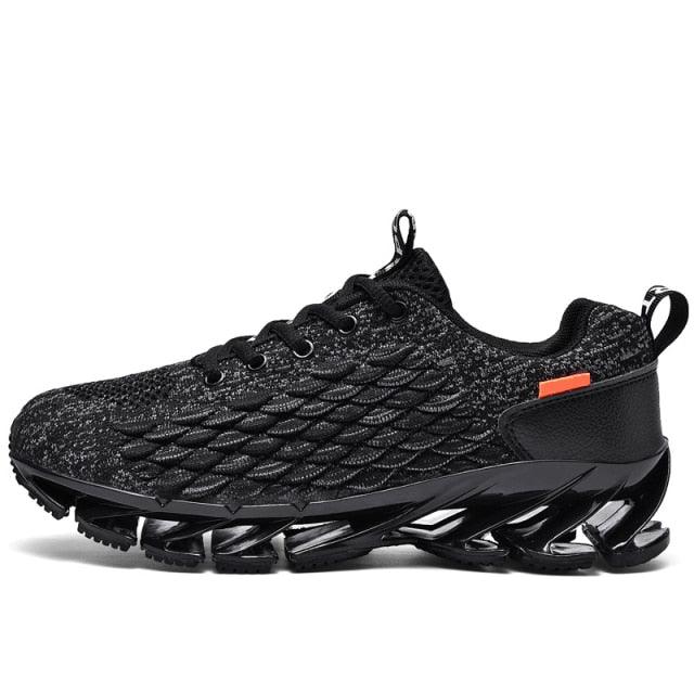 Unisex Breathable Knit Running Sneakers - Black & Orange Sport Shoes