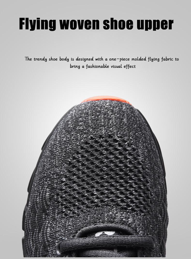Unisex Breathable Knit Running Sneakers - Black & Orange Sport Shoes