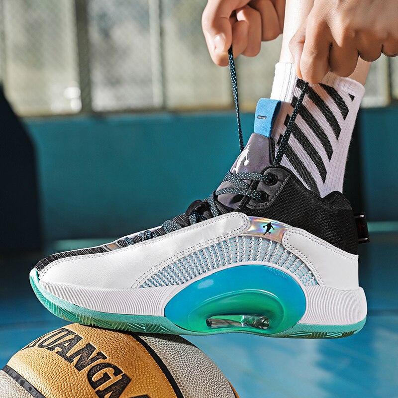 Men's Breathable Basketball Sneakers – Cushioned Street Sports Shoes