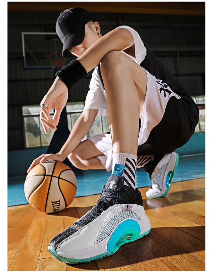 Men's Breathable Basketball Sneakers – Cushioned Street Sports Shoes