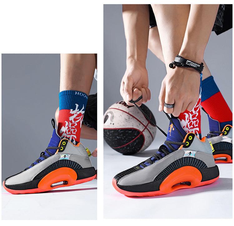 Men's Breathable Basketball Sneakers – Cushioned Street Sports Shoes