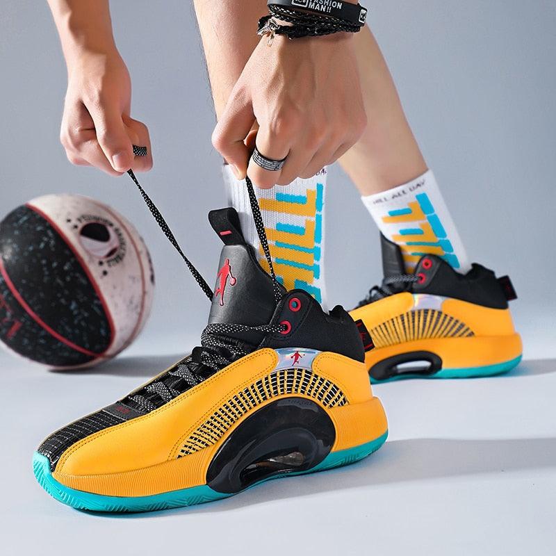 Men's Breathable Basketball Sneakers – Cushioned Street Sports Shoes