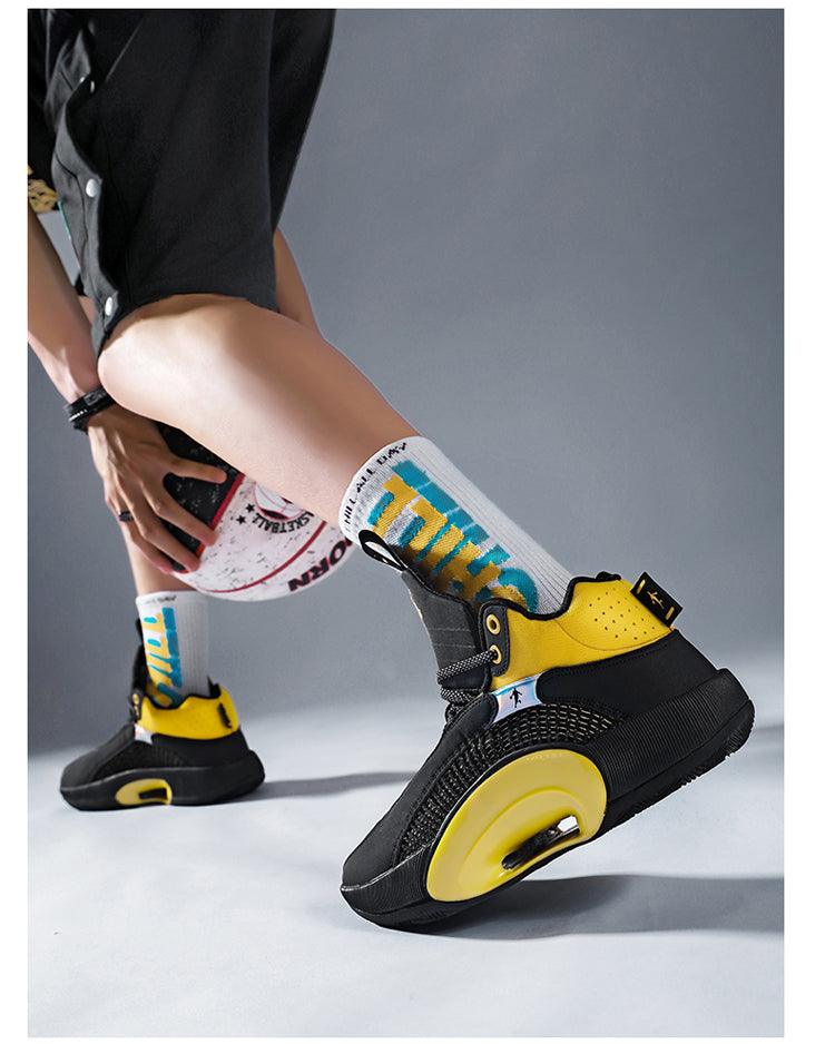 Men's Breathable Basketball Sneakers – Cushioned Street Sports Shoes