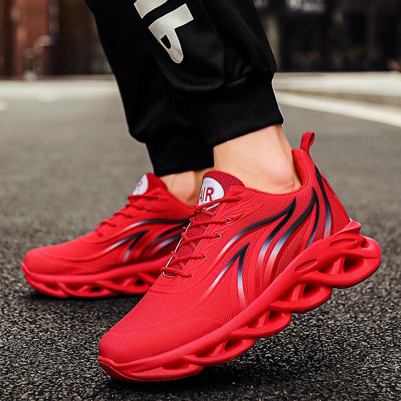 Men's Flame Print Breathable Mesh Running Sneakers Lightweight