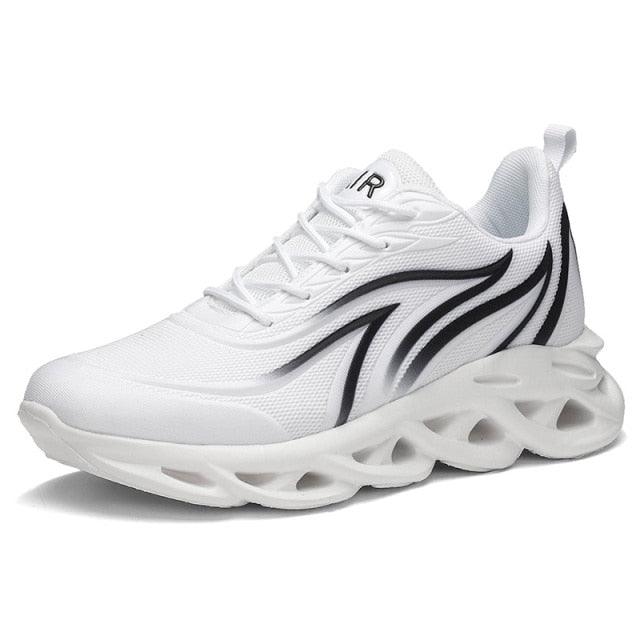 Men's Flame Print Breathable Mesh Running Sneakers Lightweight