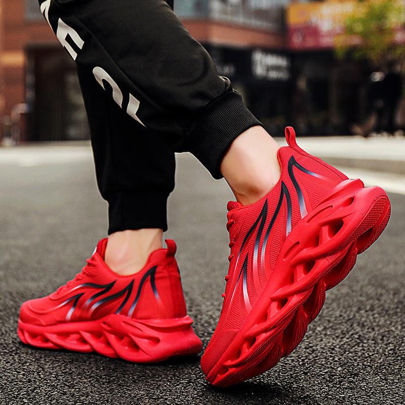 Men's Flame Print Breathable Mesh Running Sneakers Lightweight