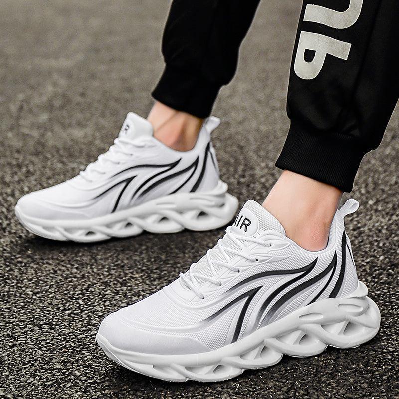 Men's Flame Print Breathable Mesh Running Sneakers Lightweight