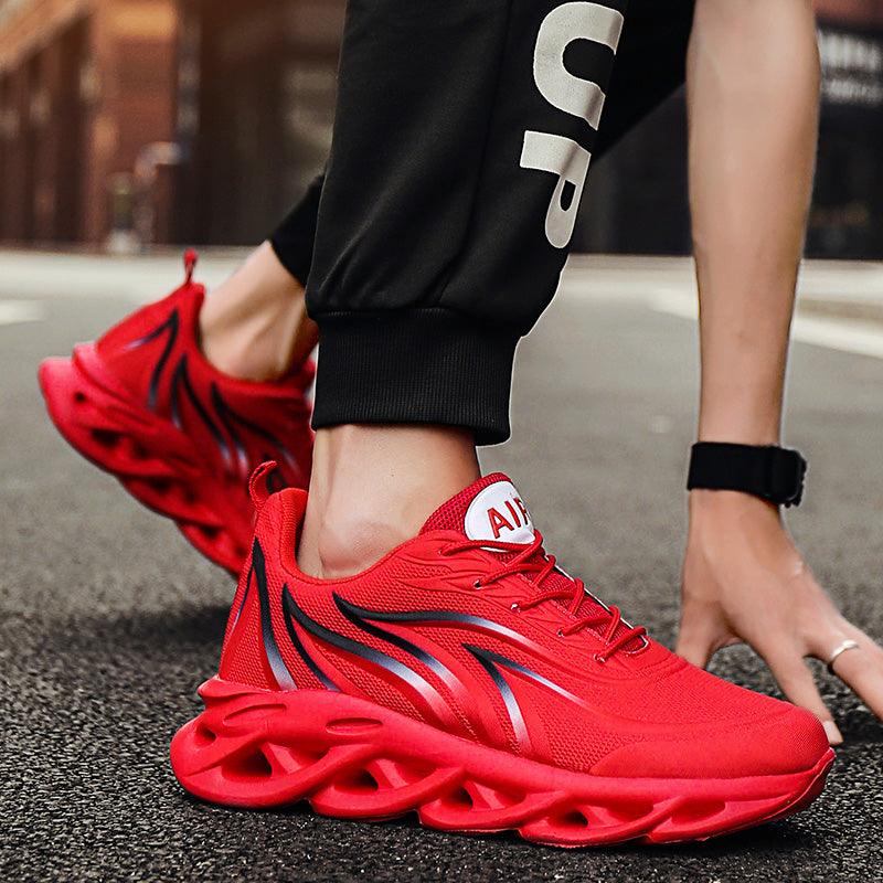 Men's Flame Print Breathable Mesh Running Sneakers Lightweight