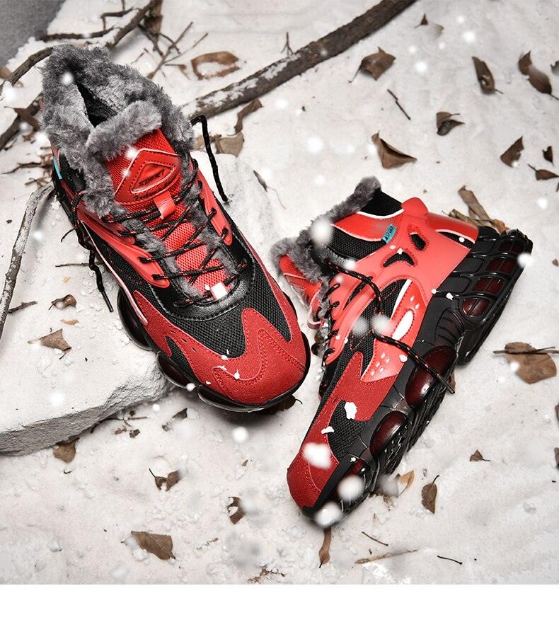 Men's Faux Leather Winter Hiking Boots Fur-Lined Snow Sneakers