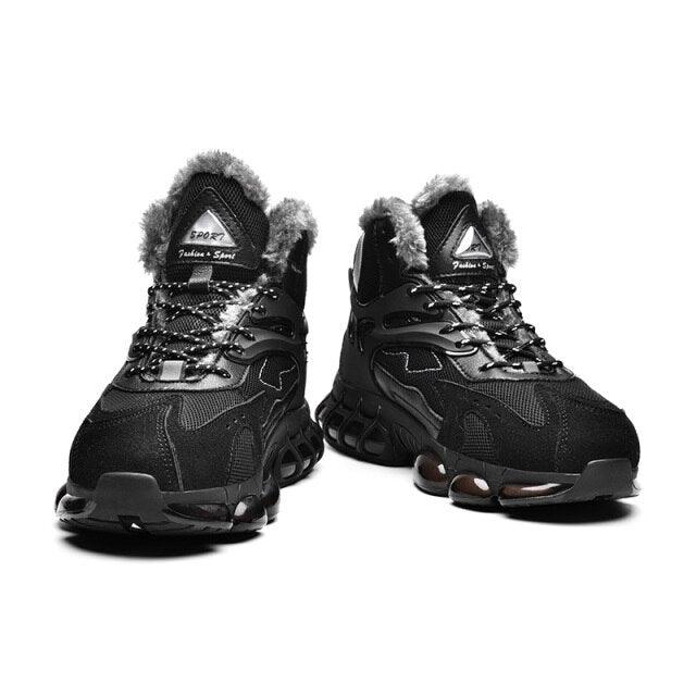 Men's Faux Leather Winter Hiking Boots Fur-Lined Snow Sneakers