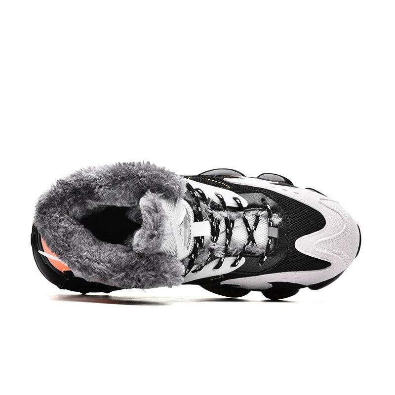 Men's Faux Leather Winter Hiking Boots Fur-Lined Snow Sneakers