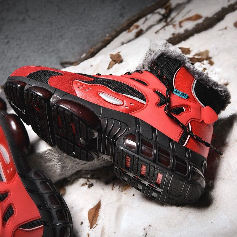 Men's Faux Leather Winter Hiking Boots Fur-Lined Snow Sneakers
