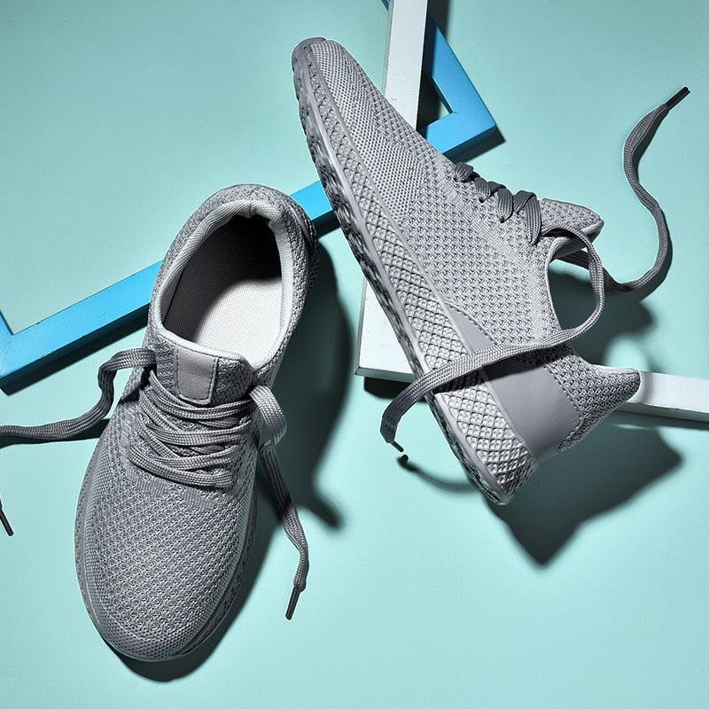 Men's Breathable Mesh Sneakers - Comfortable Lace-Up Walking Shoes