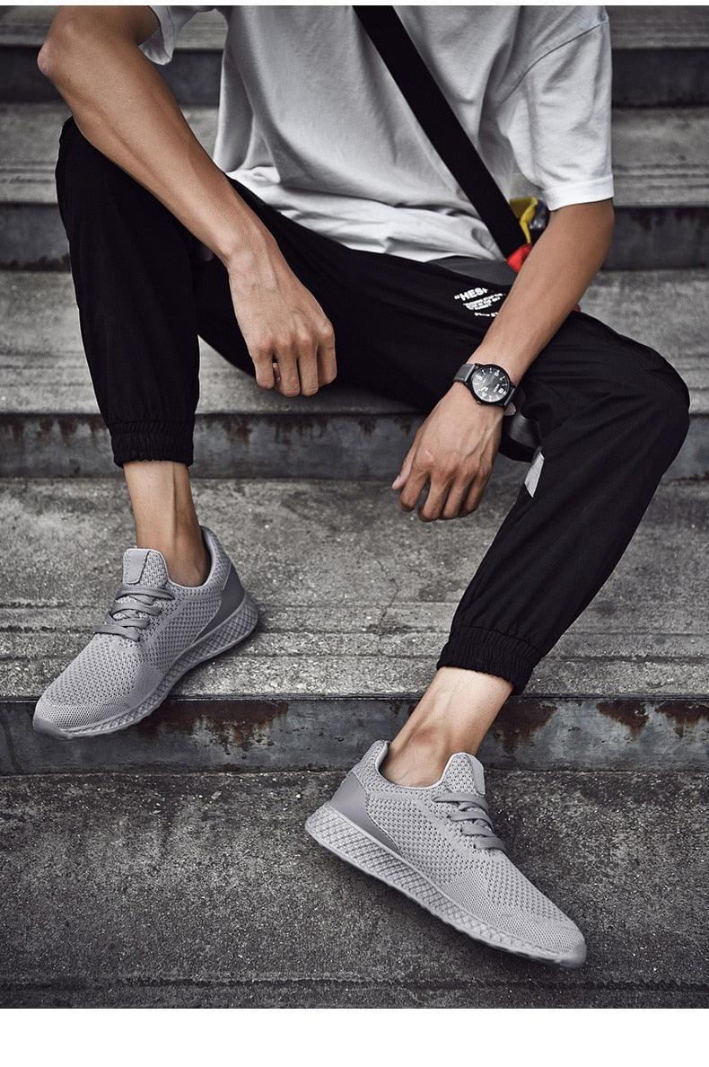 Men's Breathable Mesh Sneakers - Comfortable Lace-Up Walking Shoes