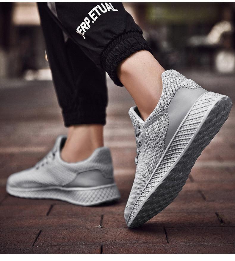 Men's Breathable Mesh Sneakers - Comfortable Lace-Up Walking Shoes