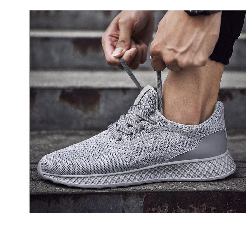 Men's Breathable Mesh Sneakers - Comfortable Lace-Up Walking Shoes