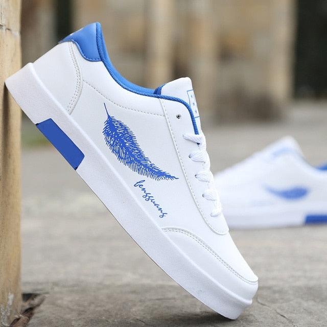 Men's White Leather Platform Sneakers Casual Fashion Sport Shoes