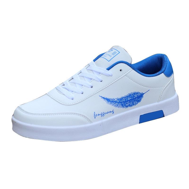 Men's White Leather Platform Sneakers Casual Fashion Sport Shoes