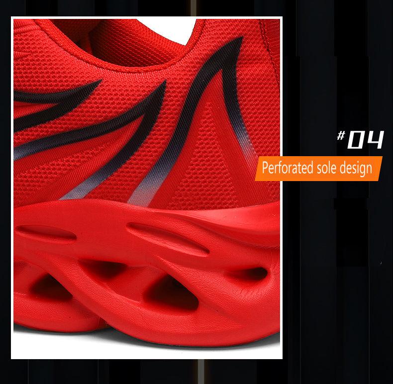 Men's Flame Print Flying Weave Sneakers – Breathable Athletic Shoes
