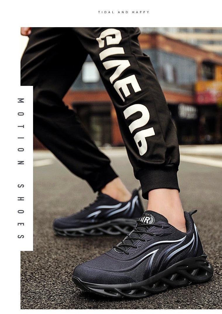 Men's Flame Print Flying Weave Sneakers – Breathable Athletic Shoes