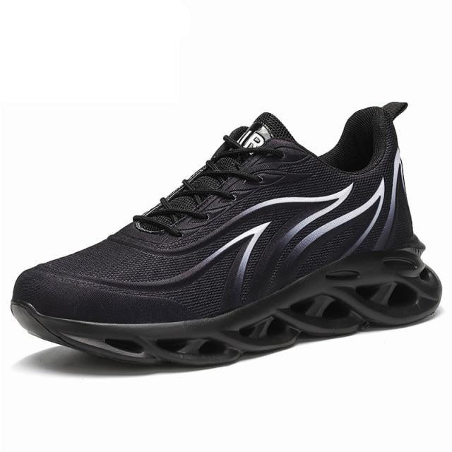 Men's Flame Print Flying Weave Sneakers – Breathable Athletic Shoes