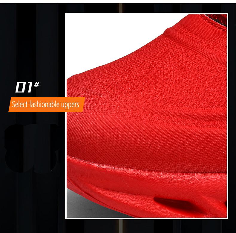 Men's Flame Print Flying Weave Sneakers – Breathable Athletic Shoes