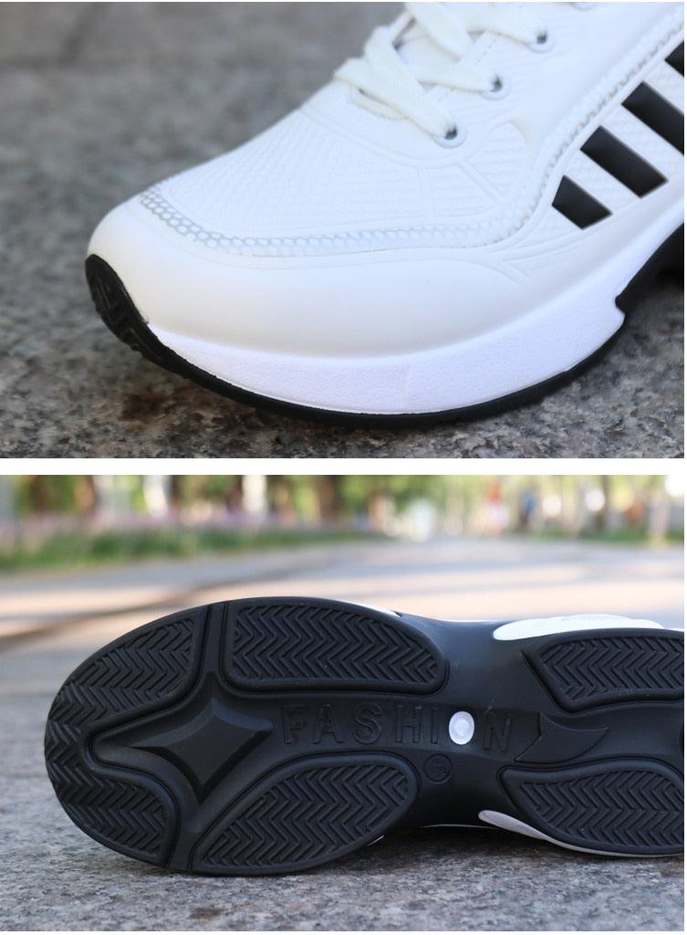 Men's White PU Leather Casual Fashion Sneakers with Platform