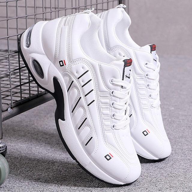 Men's White PU Leather Casual Fashion Sneakers with Platform