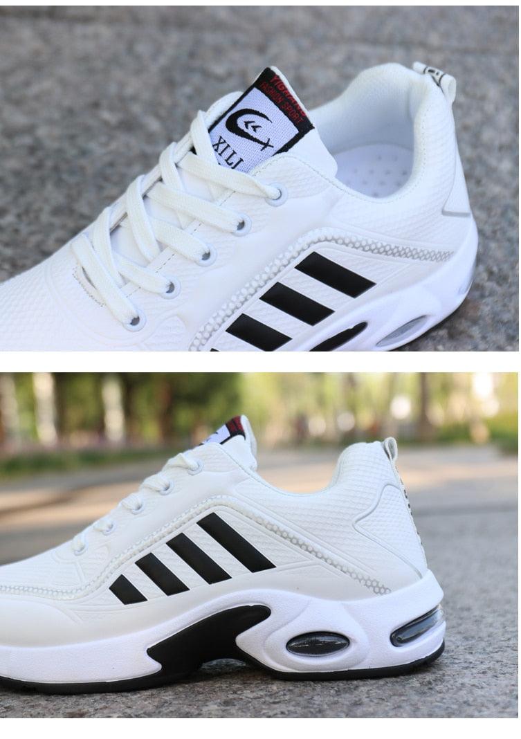 Men's White PU Leather Casual Fashion Sneakers with Platform