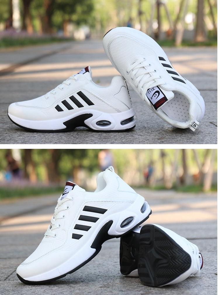Men's White PU Leather Casual Fashion Sneakers with Platform