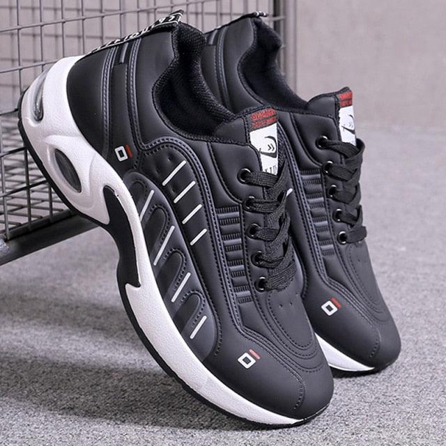 Men's White PU Leather Casual Fashion Sneakers with Platform
