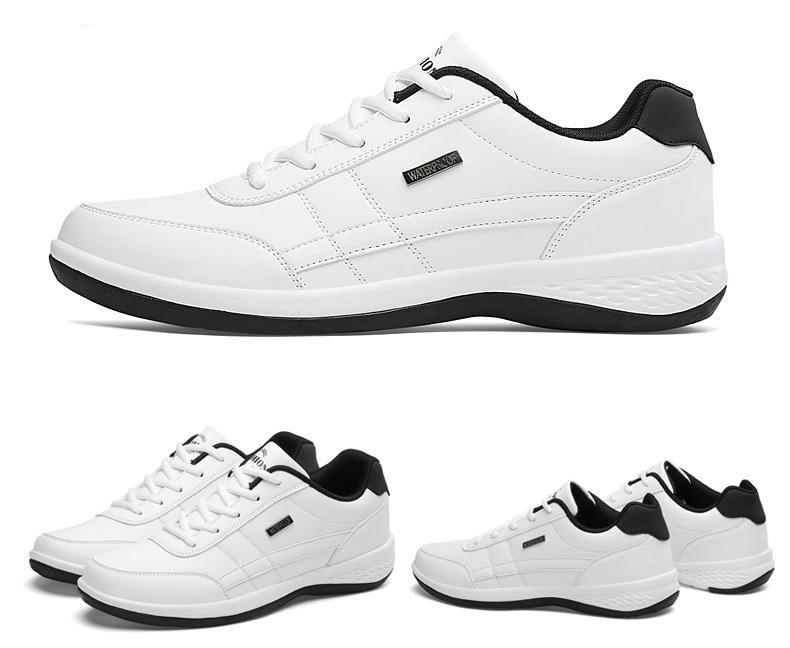 Men's Leather Lace-Up Sneakers: Casual Streetwear Athletic Shoes