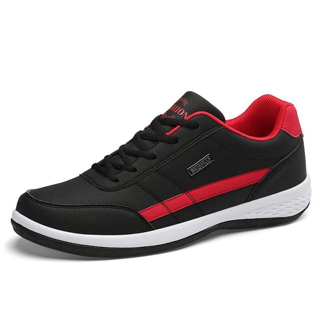 Men's Leather Lace-Up Sneakers: Casual Streetwear Athletic Shoes