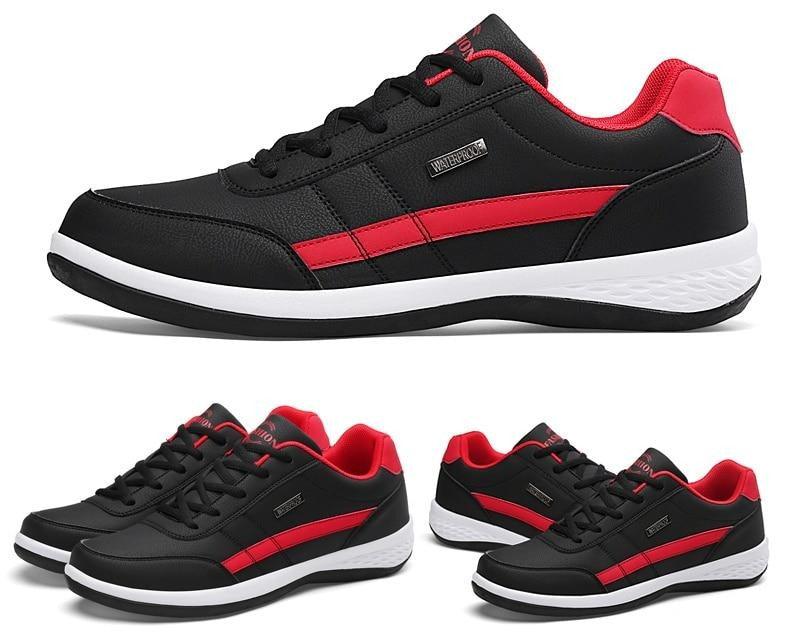 Men's Leather Lace-Up Sneakers: Casual Streetwear Athletic Shoes
