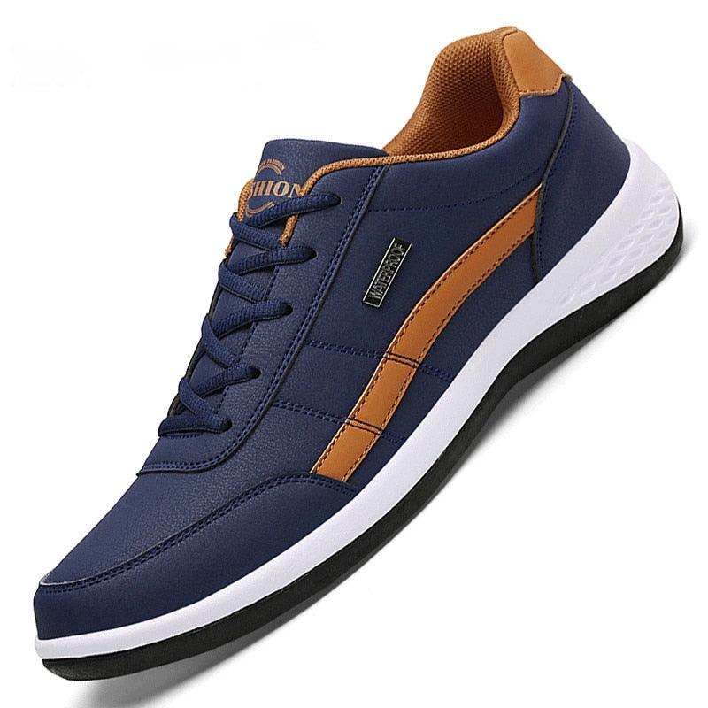 Men's Leather Lace-Up Sneakers: Casual Streetwear Athletic Shoes