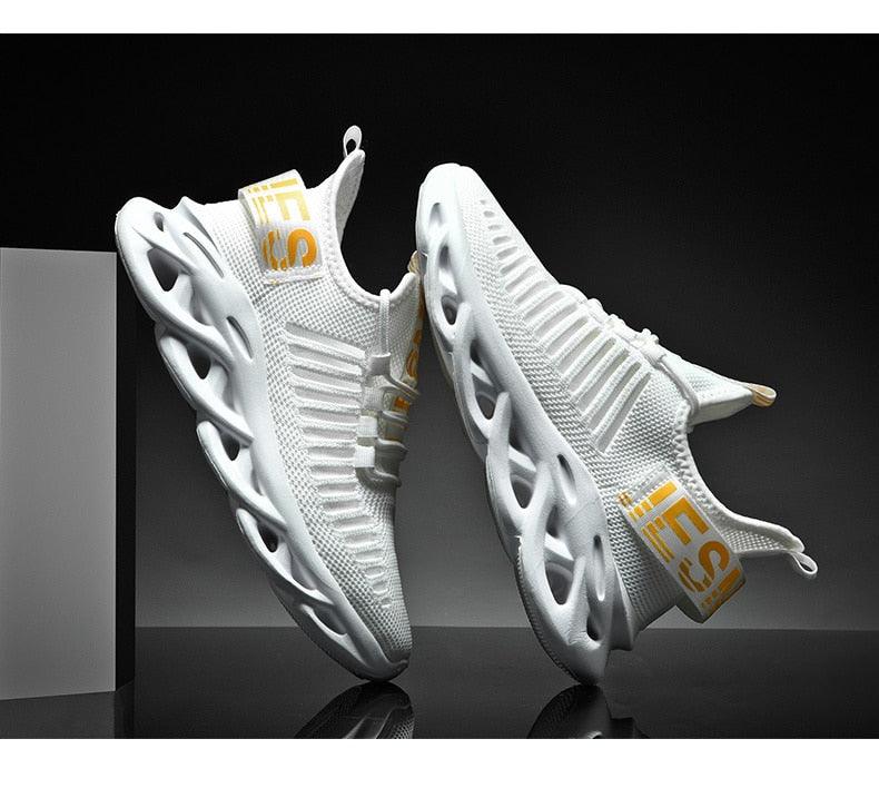 Modern Blade Sole Men's Black Lace-Up Sneakers Breathable Running