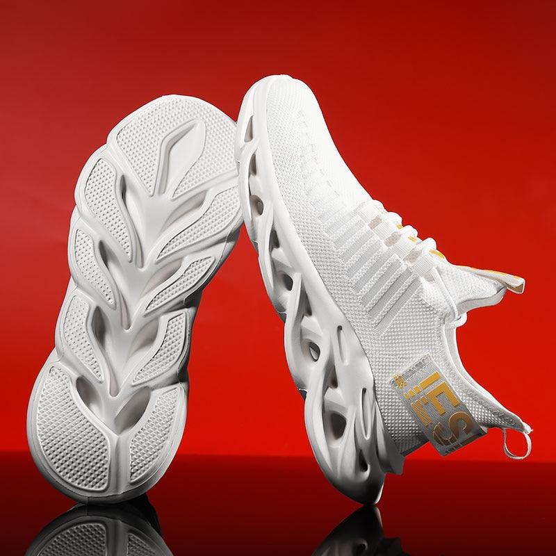 Modern Blade Sole Men's Black Lace-Up Sneakers Breathable Running