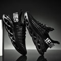 Modern Blade Sole Men's Black Lace-Up Sneakers Breathable Running