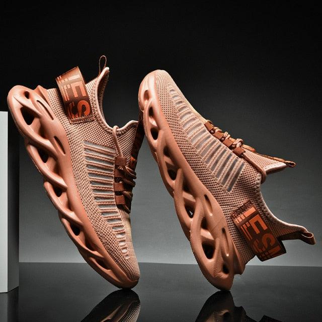 Modern Blade Sole Men's Black Lace-Up Sneakers Breathable Running