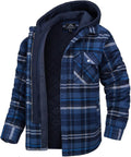 Men's Plaid Flannel Hooded Jacket Thick Warm Winter Shirt Coat