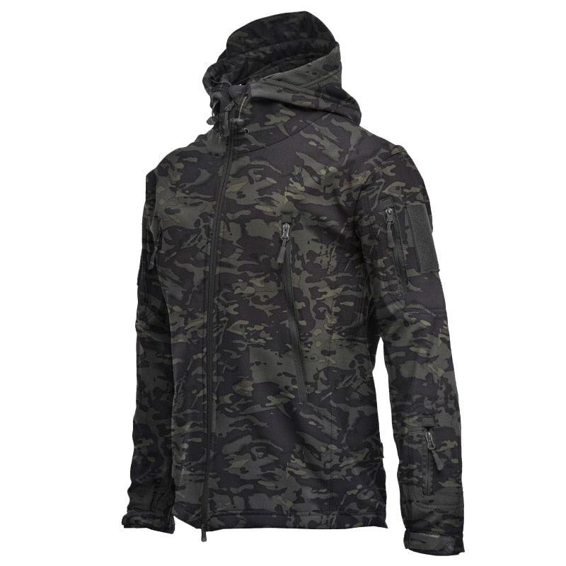 Men's Tactical Waterproof Soft Shell Fleece Hooded Outdoor Jacket