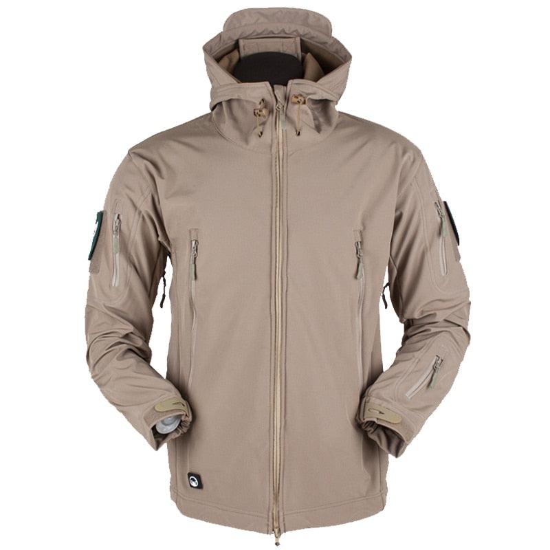 Men's Tactical Waterproof Soft Shell Fleece Hooded Outdoor Jacket