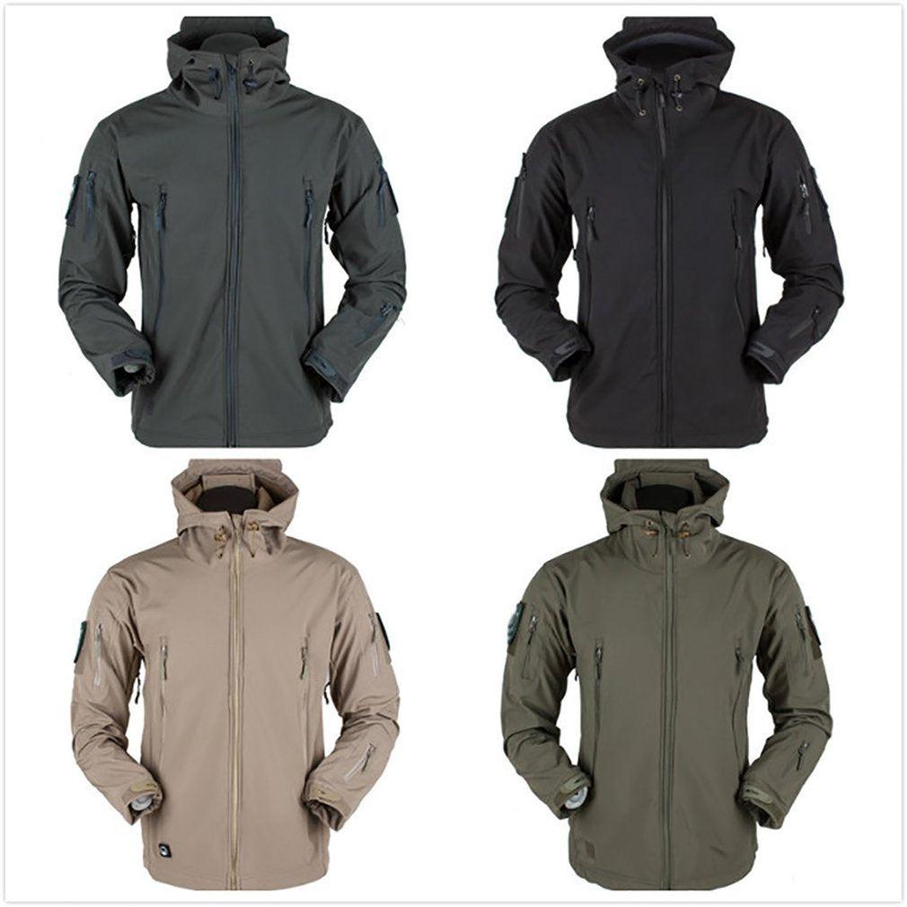 Men's Tactical Waterproof Soft Shell Fleece Hooded Outdoor Jacket