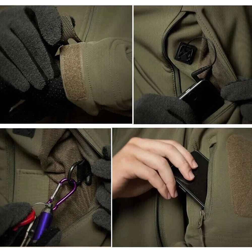 Men's Tactical Waterproof Soft Shell Fleece Hooded Outdoor Jacket