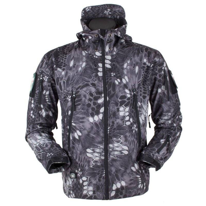 Men's Tactical Waterproof Soft Shell Fleece Hooded Outdoor Jacket
