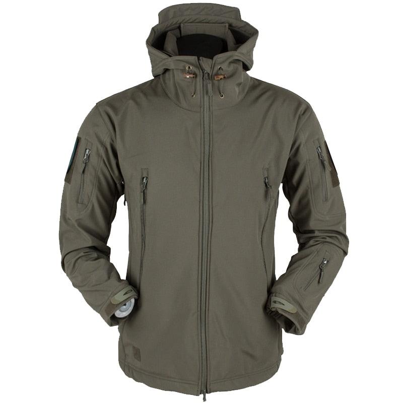 Men's Tactical Waterproof Soft Shell Fleece Hooded Outdoor Jacket