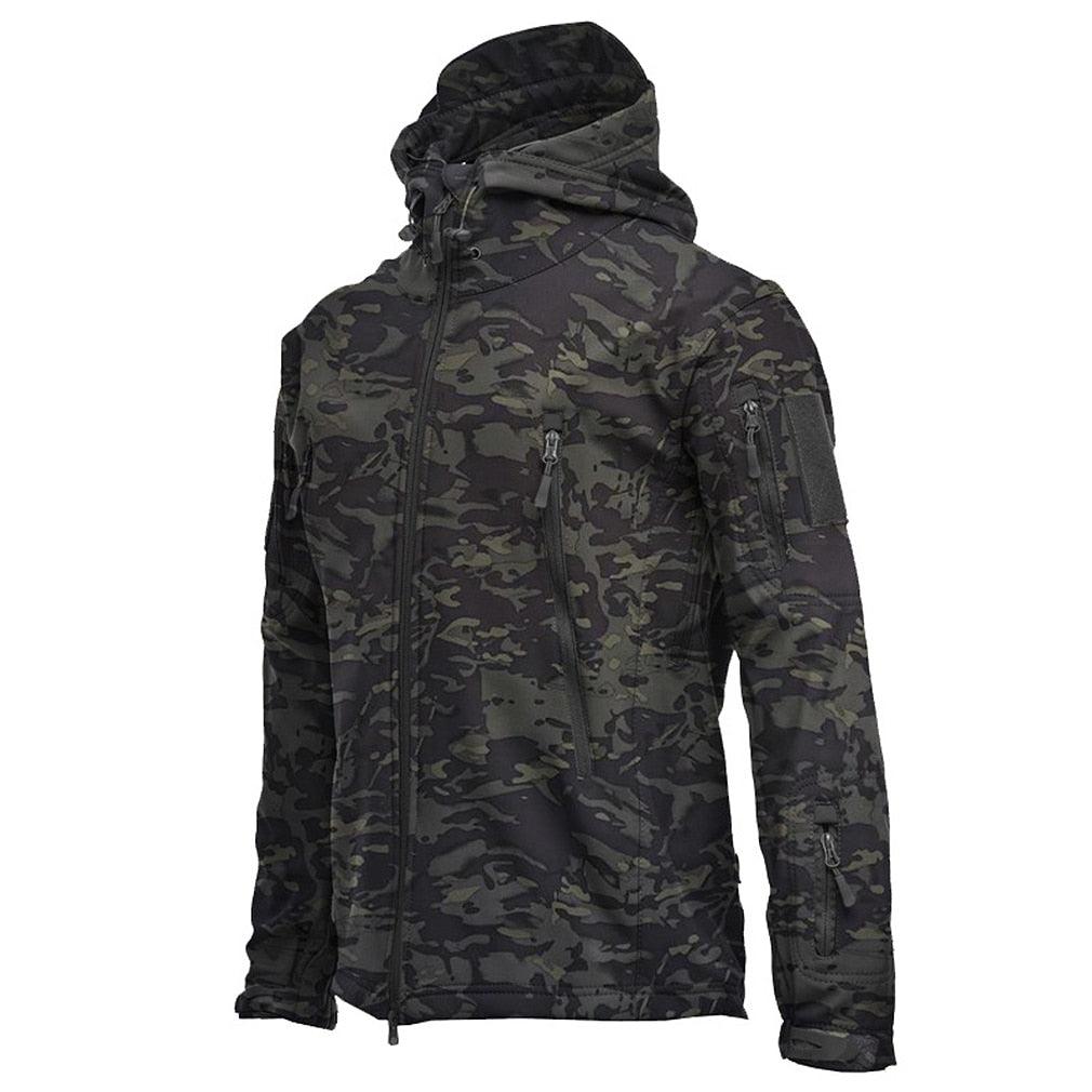 Men's Tactical Waterproof Soft Shell Fleece Hooded Outdoor Jacket