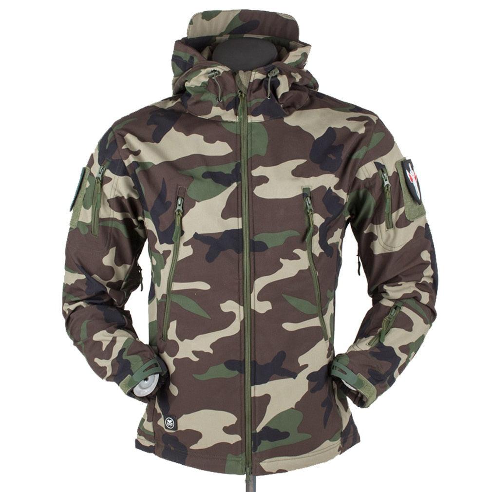 Men's Tactical Waterproof Soft Shell Fleece Hooded Outdoor Jacket