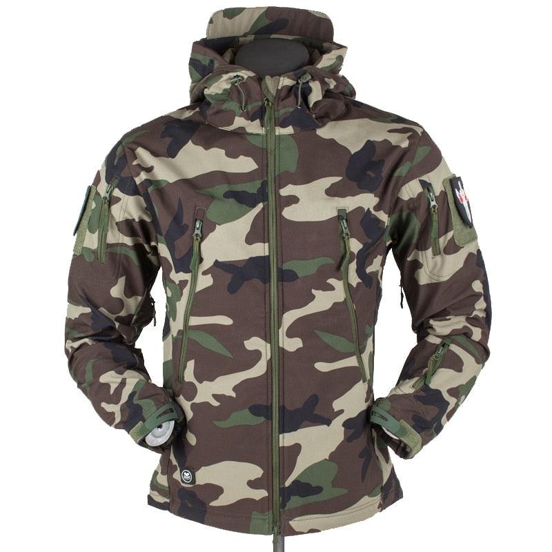 Men's Tactical Waterproof Soft Shell Fleece Hooded Outdoor Jacket